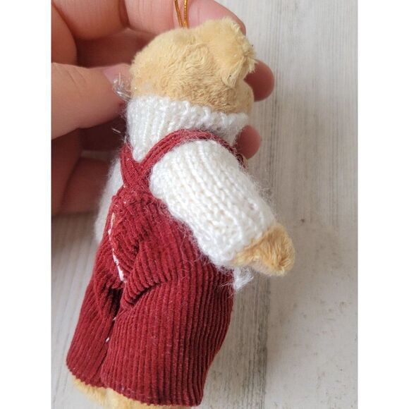 Mini plush overall bear Xmas tree ornament decor - Picture 5 of 6